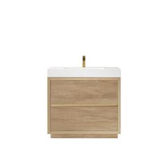 Single Sink Bath Vanity with White Composite Integral Square Sink Top