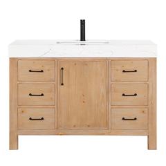 Free-standing Single Bathroom Vanity with Composite top in Lightning White