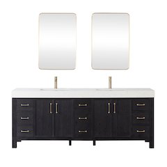 León 84in. Free-standing Double Bathroom Vanity in Fir Wood Black