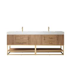 84" Double Sink Bath Vanity with White Grain Stone Countertop