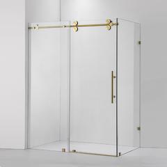 Rectangle Single Sliding Frameless Shower Enclosure in Brushed Gold
