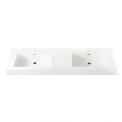 Rectangular White Finish Composite Granite Stone Console Bathroom Vanity Sink