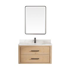 Cristo 36" Floating Single Bath Vanity in Fir Wood Brown