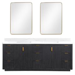 Free-standing Double Bathroom Vanity with Composite top and Mirror