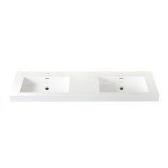 Rectangular White Finish Composite Granite Stone Console Bathroom Vanity Sink