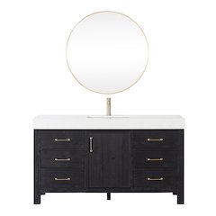 León 60in. Free-standing Single Bathroom Vanity in Fir Wood Black