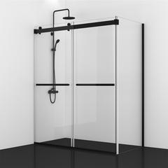 Rectangle Double Sliding Frameless Shower Enclosure in Matte Black