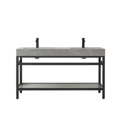 Double Sink Bath Vanity Metal Support with Grey Sintered Stone Top