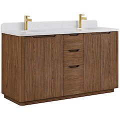 Abuja 60M" Free-standing Double Bath Vanity in Oak Weathered Brown