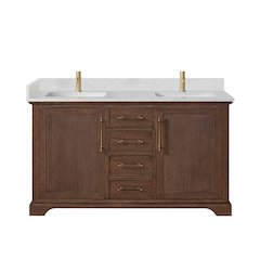 Tokyo 60M" Freestanding Double Bath Vanity in Aged Dark Brown Oak