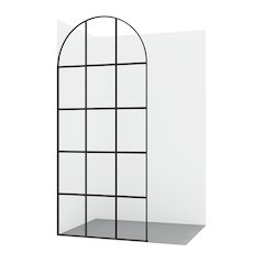 Aranaz 34" W x 78" H Fixed Single Panel Frameless Shower Door in Matte Black