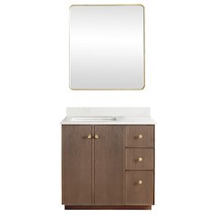 Oza 36" Free-standing Single Bath Vanity in Aged Dark Brown Oak