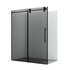 Echarri 64" W x 78" H Single Sliding Frameless Shower Door in Matte Black