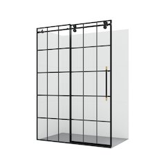 Puente 48" W x 78" H Single Sliding Frameless Shower Door in Matte Black