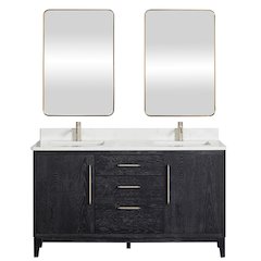 Gara 60M" Free-standing Double Bath Vanity in Fir Wood Black