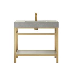 Single Sink Bath Vanity Metal Support with Grey Sintered Stone Top