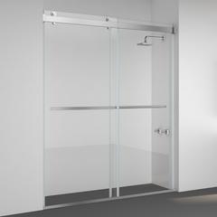 Spezia 60" W x 76" H Double Sliding Frameless Shower Door in Brushed Nickel