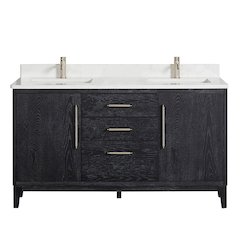 Gara 60M" Free-standing Double Bath Vanity in Fir Wood Black