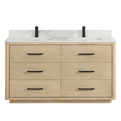 Porto 60M" Free-standing Double Bath Vanity in Aged Natural Oak