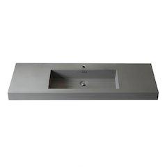 Rectangular Grey Finish Composite Granite Stone Console Bathroom Vanity Sink
