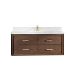 Cristo 48" Floating Single Bath Vanity in Aged Dark Brown Oak