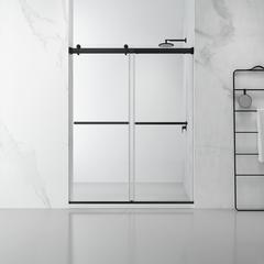 Spezia 64" W x 76" H Double Sliding Frameless Shower Door in Matte Black