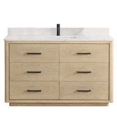 Porto 55" Free-standing Single Bath Vanity in Aged Natural Oak