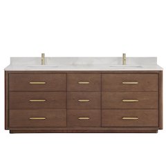 Porto 84" Free-standing Double Bath Vanity in Aged Dark Brown Oak