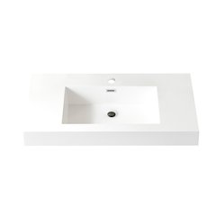 Rectangular White Finish Composite Granite Stonec Console Bathroom Vanity Sink
