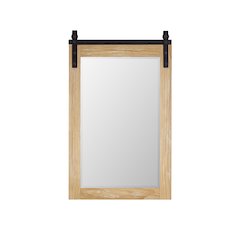 Cortes 24" Rectangular Bathroom Vanity Barndoor Wall Mount Mirror in Pine