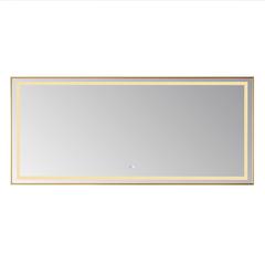 72" Rectangular Aluminum Framed LED Wall Mount Bathroom Vanity Mirror in Gold