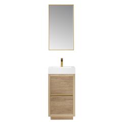 Single Sink Bath Vanity with Composite Integral Square Sink Top and Mirror