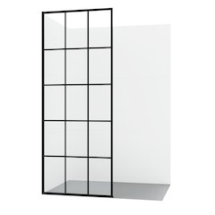 Puente 34" W x 78" H Fixed Single Panel Frameless Shower Door in Matte Black