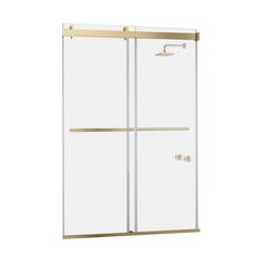 Spezia 60" W x 76" H Double Sliding Frameless Shower Door in Brushed Gold