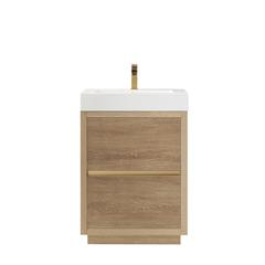 Single Sink Bath Vanity with White Composite Integral Square Sink Top