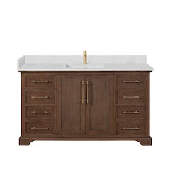 Tokyo 60" Freestanding Single Bath Vanity in Aged Dark Brown Oak