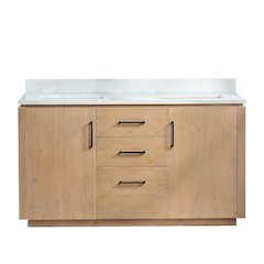 San 60M" Free-standing Double Bath Vanity in Fir Wood Brown