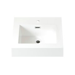 Square White Finish Composite Granite Stone Console Bathroom Vanity Sink