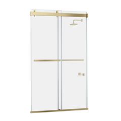 Spezia 48" W x 76" H Double Sliding Frameless Shower Door in Brushed Gold