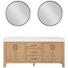 Free-standing Double Bathroom Vanity with Composite top and Mirror