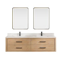 Cristo 72" Floating Double Bath Vanity in Fir Wood Brown