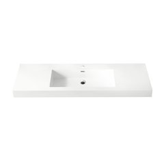 Rectangular White Finish Composite Granite Stone Console Bathroom Vanity Sink