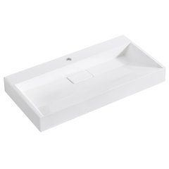 Rectangular White Finish Composite Granite Stone Console Bathroom Vanity Sink