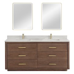 Porto 72" Free-standing Double Bath Vanity in Aged Dark Brown Oak