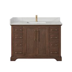 Tokyo 48" Freestanding Single Bath Vanity in Aged Dark Brown Oak