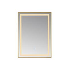 Rectangular Aluminum Framed LED Wall Mount Bathroom Vanity Mirror in Gold