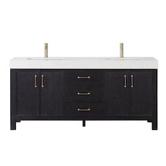 León 72in. Free-standing Double Bathroom Vanity in Fir Wood Black