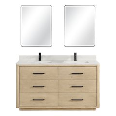 Porto 60M" Free-standing Double Bath Vanity in Aged Natural Oak