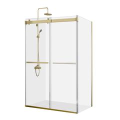 Rectangle Double Sliding Frameless Shower Enclosure in Brushed Gold