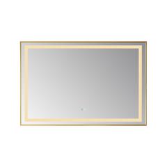 36" Rectangular Aluminum Framed LED Wall Mount Bathroom Vanity Mirror in Gold